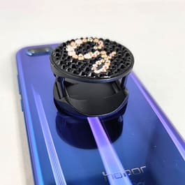 Crystal Covered Initial Phone Grip (Black)