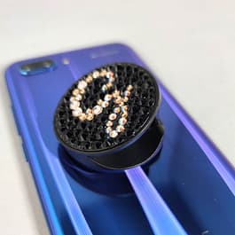 Crystal Covered Initial Phone Grip (Black)