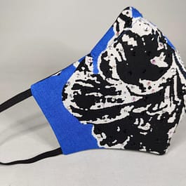 Blue and Black Floral Mask