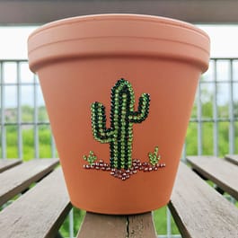 Cactus Rhinestoned Plant Pot