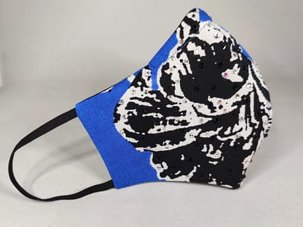 Rhinestone Blue and Black Floral Mask