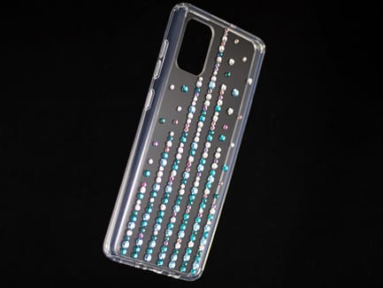 Cascading lines rhinestone crystal phone case