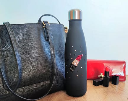 Lipstick Rhinestone Water Bottle
