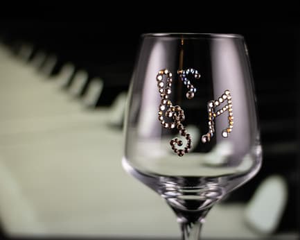 Rhinestoned Music Glass