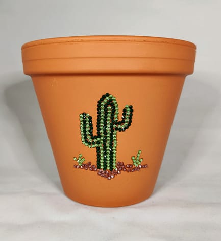 Cactus Rhinestoned Plant Pot