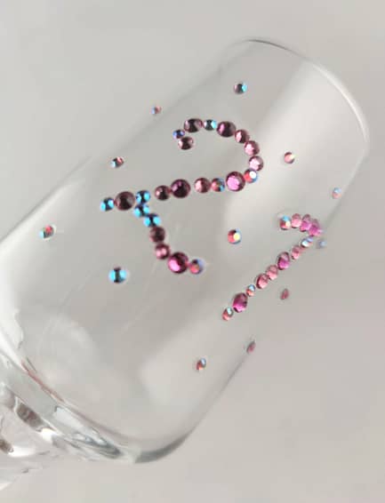 Custom Rhinestoned Birthday Glass