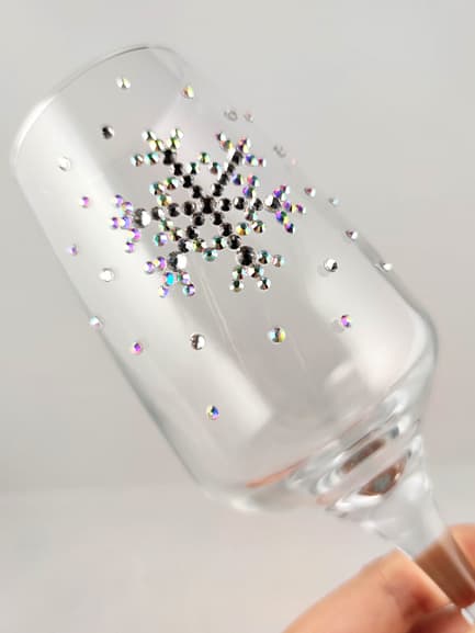 Rhinestoned Snowflake Christmas Glass