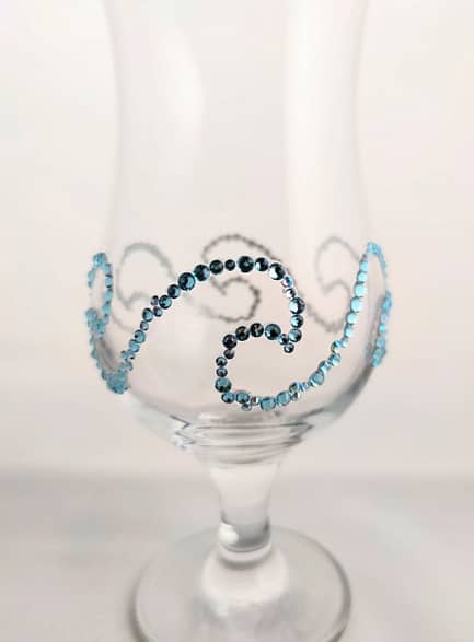 Ocean Wave Rhinestoned Glass