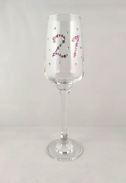 Custom Rhinestoned Birthday Glass