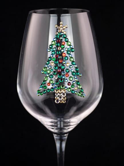 Christmas Tree Rhinestone Bling Glass